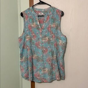 Kim Rogers Pink & Blue Sleeveless Top Size Large